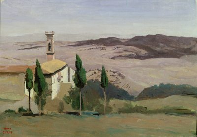 Volterra, Church and Bell Tower, 1834 by Jean Baptiste Camille Corot